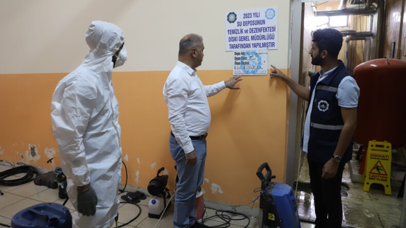 DİSKİ kaliteli ve sağlıklı içme suyu için su depolarını temizliyor