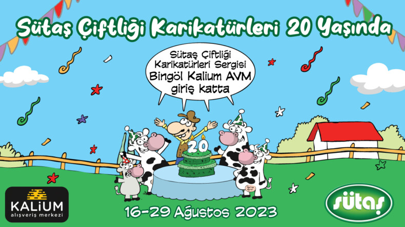 Sütaş Çiftliği Karikatürleri Sergisi 16-29 Ağustos’ta Bingöl Kalium AVM’de