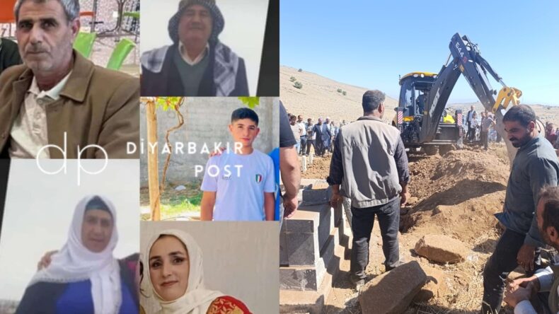 Mersin’de trafik kazasında aynı aileden ölen 5 kişinin cenazesi Diyarbakır’da yan yana toprağa verildi