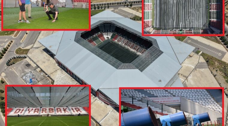 Diyarbakır Stadyumu’nun Çimleri, 40 Dereceyi Aşan Sıcaklıktan Perde Ve Fan Sistemiyle Korunuyor