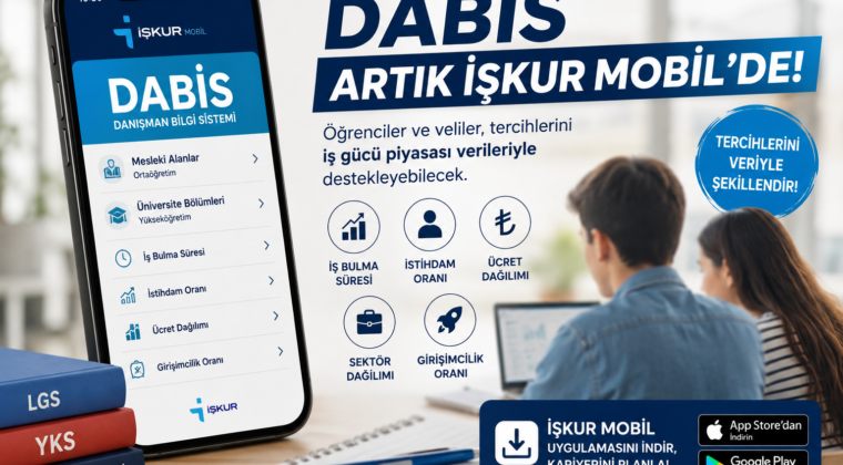 DABİS Artık İŞKUR Mobil’de: Öğrenci ve Veliler Tercihlerini İş Gücü Verileriyle Yapabilecek