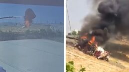 Beton Mikseri Şarampole Devrilip Alev Aldı; O Anlar Kamerada